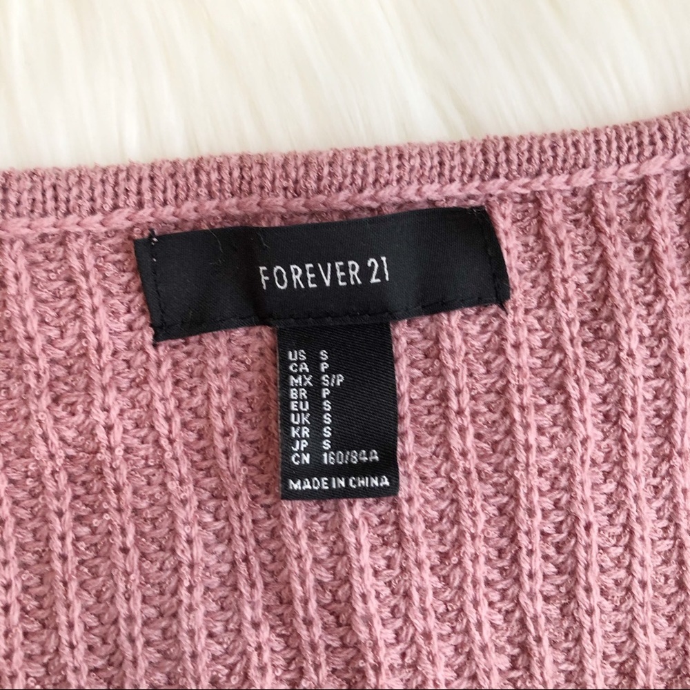 Mauve v neck ribbed knit sweater - Picture 4 of 4